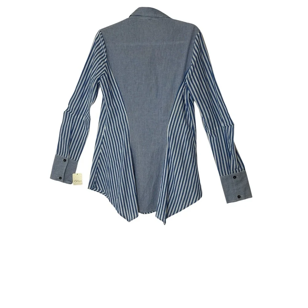 Free People x Brenda Knight Top Women's Large‎ Striped Button Up Cotton New